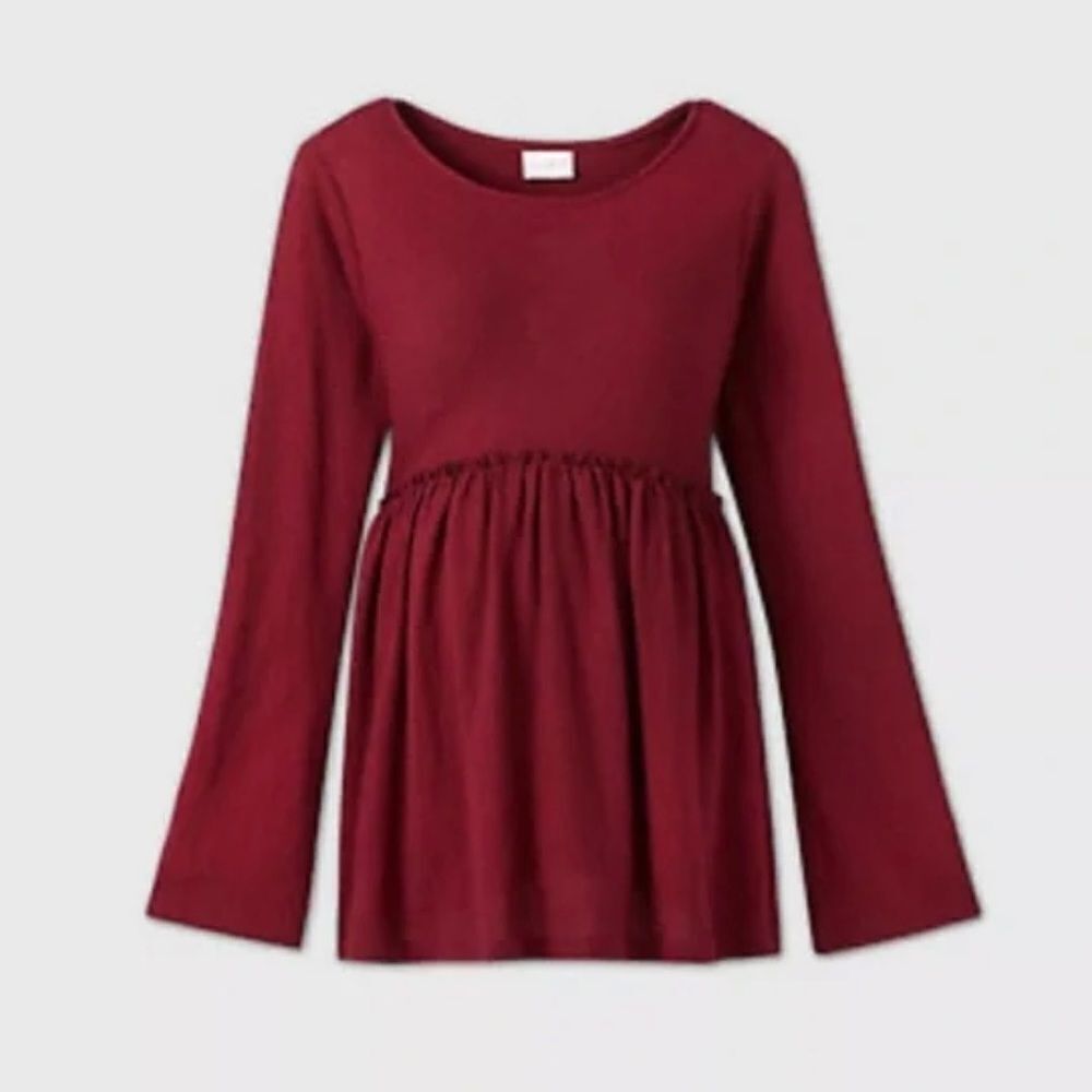Isabel Maternity by Ingrid & Isabel Burgundy Long Bell Sleeve Top